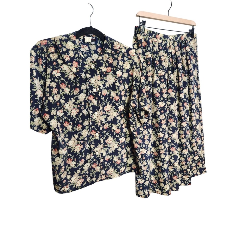 Vintage Notations 2 Piece Shirt + Culottes 10/12 Floral Cottagecore Grannycore - Picture 2 of 9